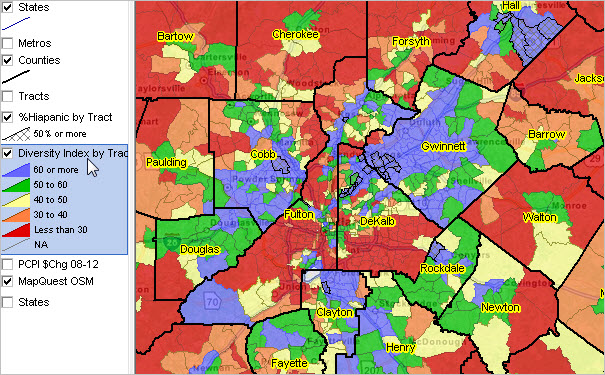 Atlanta Racial Demographics Map Neighborhood Diversity Census Tract Atlanta