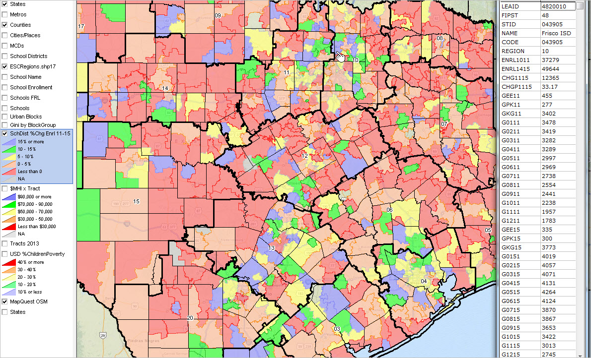 Texas School Districts 2010 2015 Largest Fast Growth
