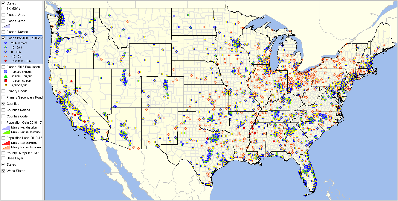 map of us cities by population Largest Cities Places 2017 Fastest Growing Cities Places map of us cities by population