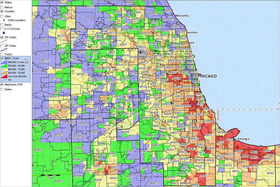 Zip Code Map Chicago Census Tract Demographics By Zip Code Area