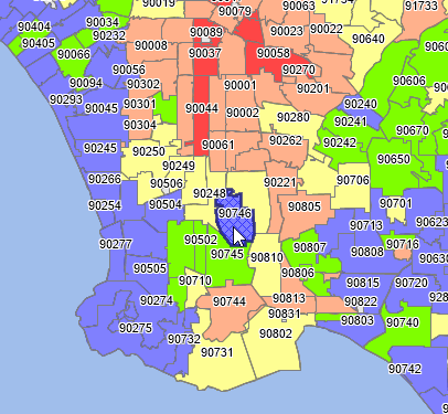 Los Angeles Zip Code Map South Zip Codes Colorized Otto Maps Lupon Gov Ph