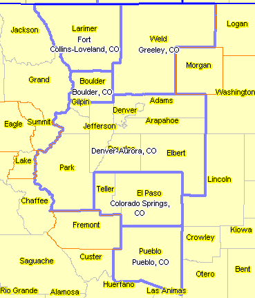 Denver Area County Map Colorado Decision Making Information Resources