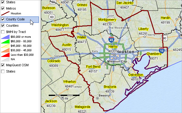 Houston Metro Area Map