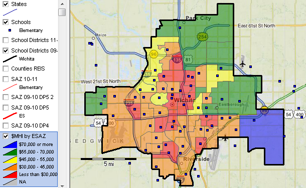 zip code map wichita ks Wichita Kansas School Attendance Zone Demographics zip code map wichita ks