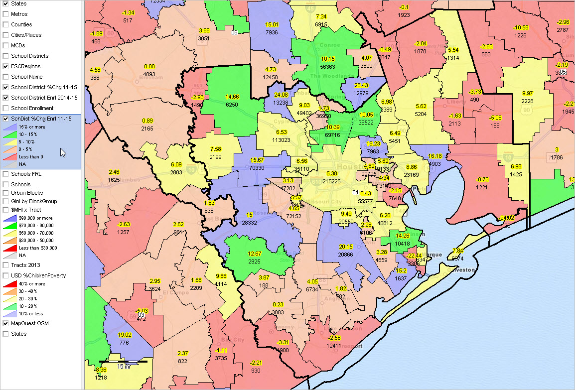Texas School Districts 2010 2015 Largest Fast Growth