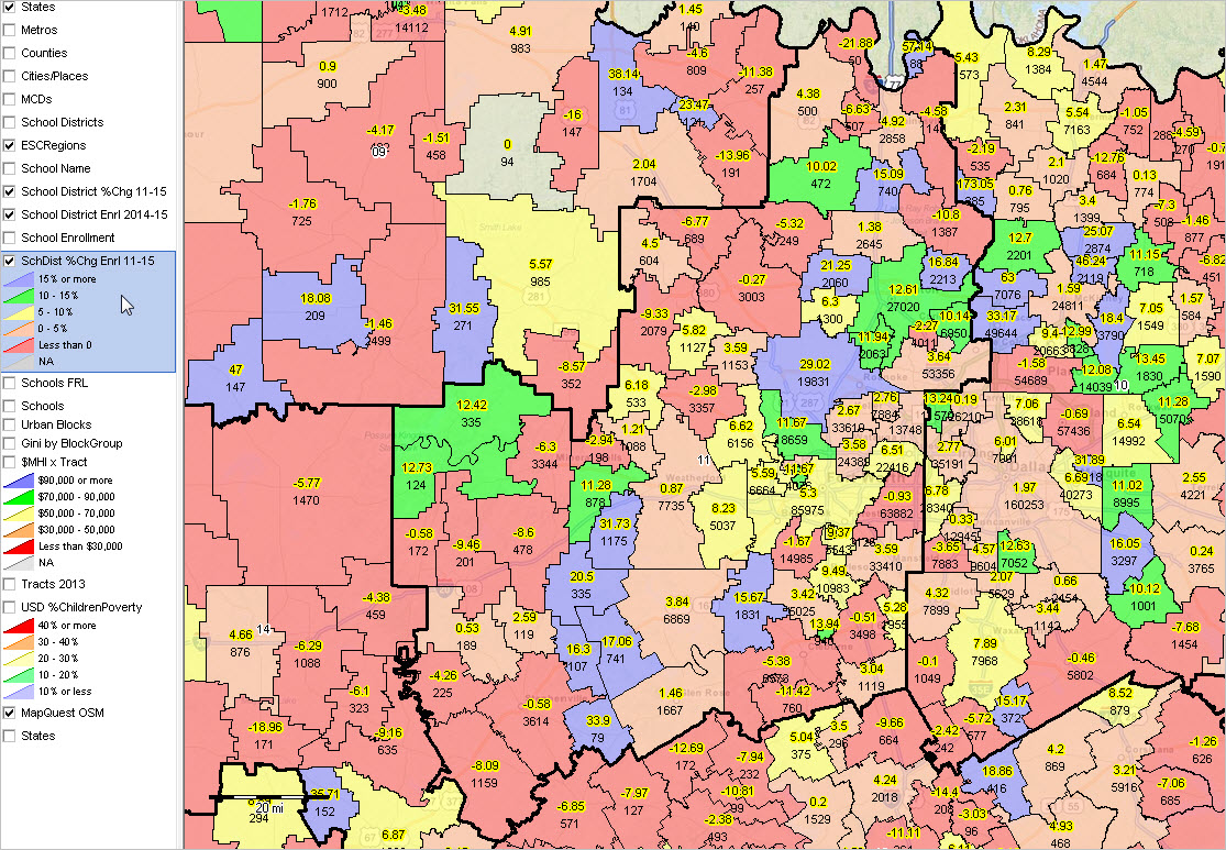 Texas School Districts 2010 2015 Largest Fast Growth