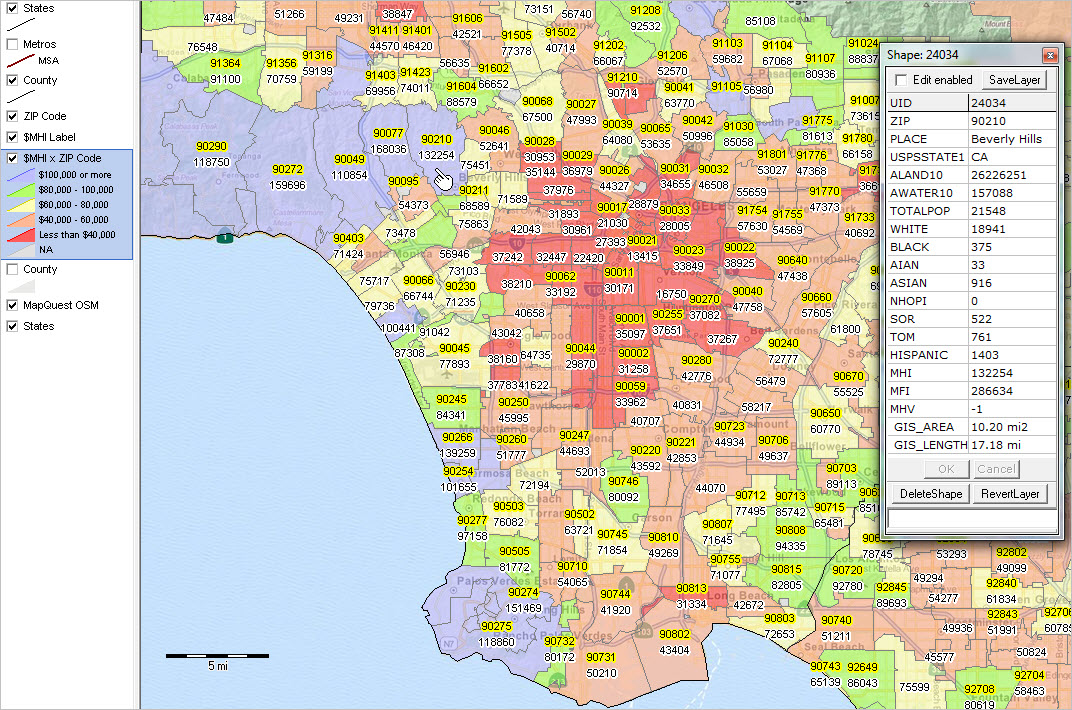 Zip Code Map Downtown Los Angeles - United States Map